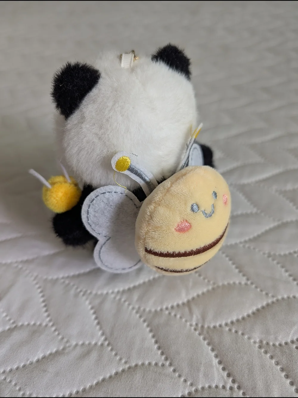 Panda Plush with Yellow Bee Backpack Keychain